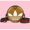 Replica Gucci Unisex Adidas x Gucci Ophidia Small Shoulder Bag Beige Brown GG Crystal Canvas