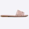 Replica Dior Women CD Shoes Dway Slide Rose Des Vents Cotton Embroidered Metallic Thread Strass