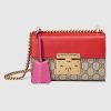 Replica Gucci Padlock Small GG Supreme Canvas Shoulder Bag with Leather Top