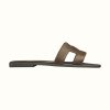 Replica Hermes Women Oran Sandal Epsom Calfskin Iconic “H” Cut-Out-Brown