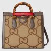 Replica Gucci Unisex Diana Jumbo GG Small Tote Bag Double G Camel Brown Canvas