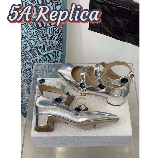 Replica Dior Women Shoes D-Doll Pump Silver-Tone Shiny Laminated Calfskin 3