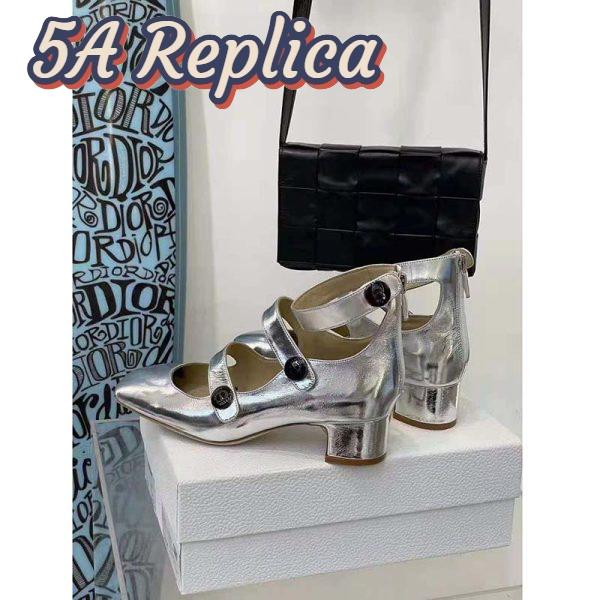 Replica Dior Women Shoes D-Doll Pump Silver-Tone Shiny Laminated Calfskin 7