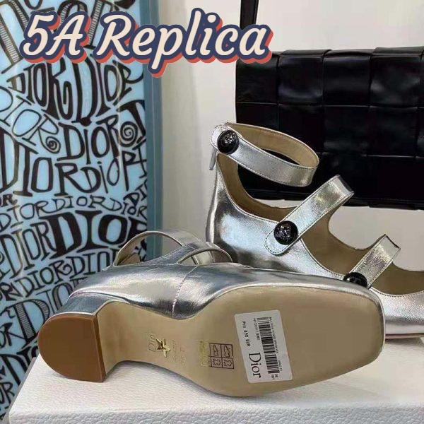 Replica Dior Women Shoes D-Doll Pump Silver-Tone Shiny Laminated Calfskin 9