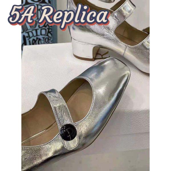 Replica Dior Women Shoes D-Doll Pump Silver-Tone Shiny Laminated Calfskin 10