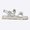 Replica Dior Women Shoes DiorAct Sandal Silver-Tone Shiny Laminated Calfskin