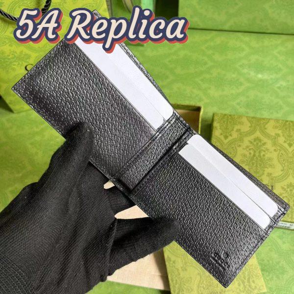 Replica Gucci Unisex GG Bi-Fold Wallet Horsebit Black Leather Moiré Lining 7