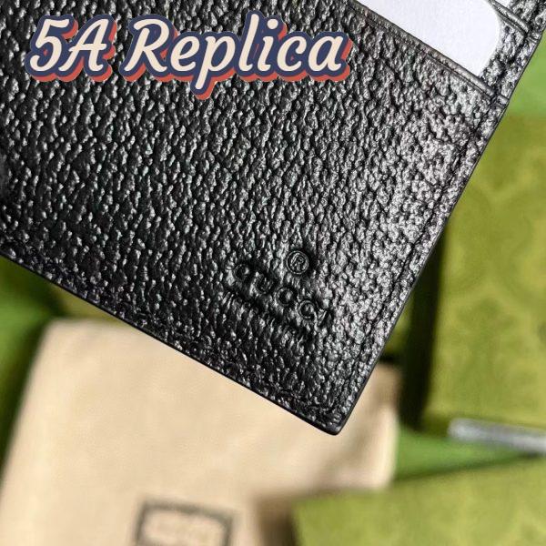 Replica Gucci Unisex GG Bi-Fold Wallet Horsebit Black Leather Moiré Lining 11