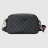 Replica Gucci Unisex GG Black Shoulder Bag Black Grey GG Supreme Canvas