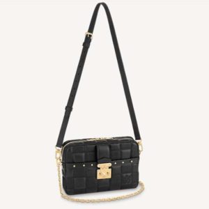 Replica Louis Vuitton LV Women Troca MM Handbag Cashmere Black Damier Quilt Lambskin Calfskin