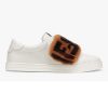 Replica Fendi Women Sneakers White Leather Slip-ons Calfskin Sheepskin