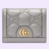 Replica Gucci Unisex GG Marmont Card Case Wallet Grey GG Matelassé Leather Double G