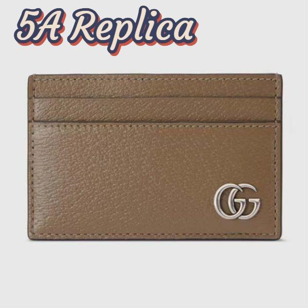 Replica Gucci Unisex GG Marmont Card Case Wallet Taupe Leather Double G Marmont