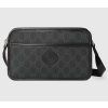Replica Gucci Unisex GG Mini Bag Interlocking G Black GG Supreme Canvas Leather