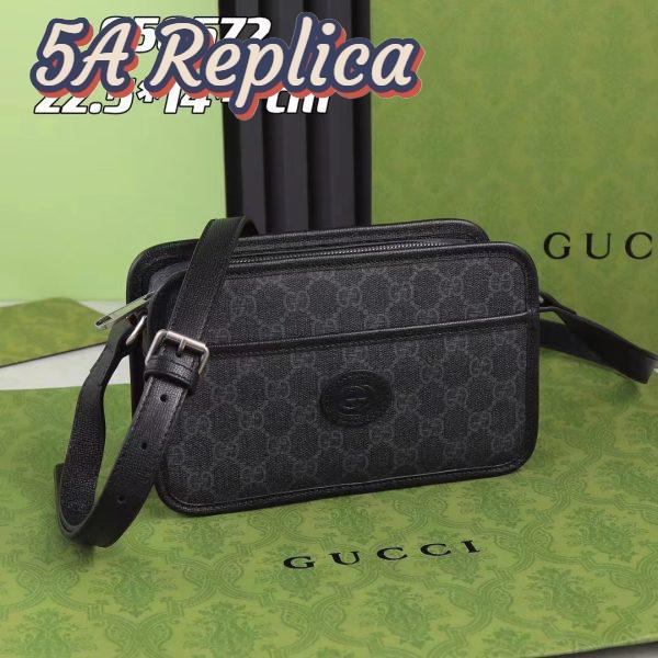 Replica Gucci Unisex GG Mini Bag Interlocking G Black GG Supreme Canvas Leather 3