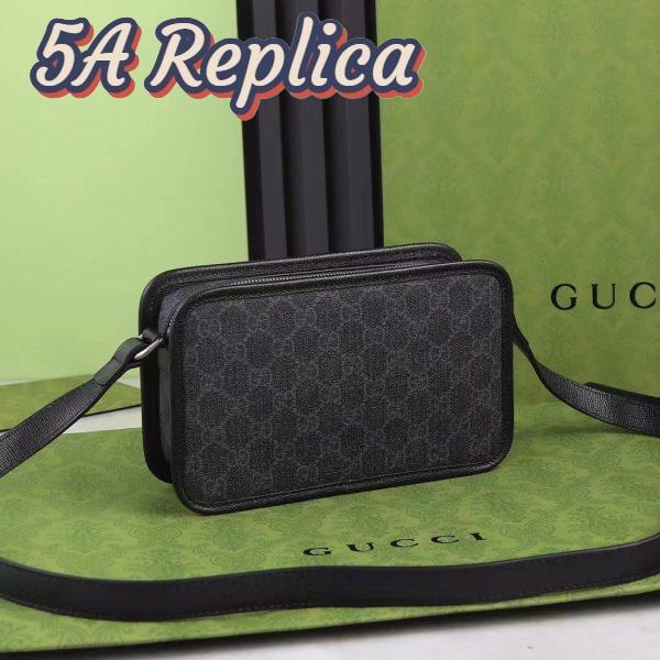 Replica Gucci Unisex GG Mini Bag Interlocking G Black GG Supreme Canvas Leather 4