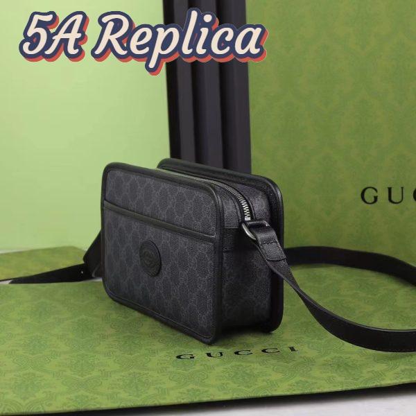 Replica Gucci Unisex GG Mini Bag Interlocking G Black GG Supreme Canvas Leather 5