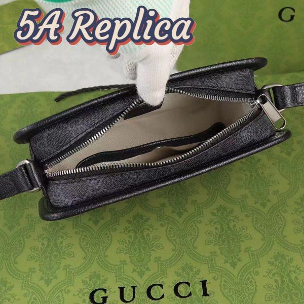 Replica Gucci Unisex GG Mini Bag Interlocking G Black GG Supreme Canvas Leather 6