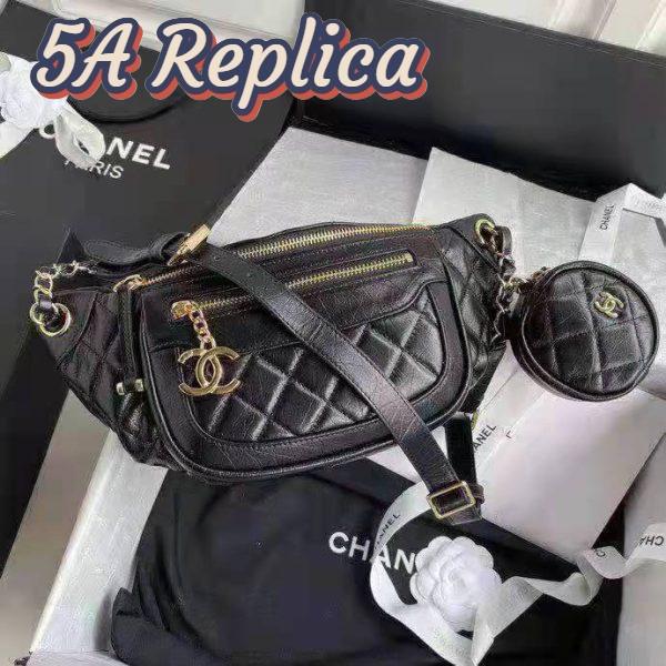 Replica Chanel CC Bumbag Waist Pack Pocket Aged Calfskin Leather-Black 3