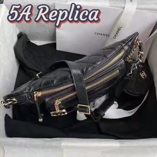 Replica Chanel CC Bumbag Waist Pack Pocket Aged Calfskin Leather-Black 4
