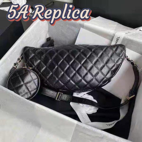 Replica Chanel CC Bumbag Waist Pack Pocket Aged Calfskin Leather-Black 6