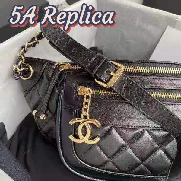 Replica Chanel CC Bumbag Waist Pack Pocket Aged Calfskin Leather-Black 8