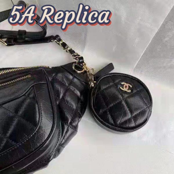 Replica Chanel CC Bumbag Waist Pack Pocket Aged Calfskin Leather-Black 9