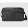 Replica Gucci Unisex GG Shoulder Bag Black GG Supreme Canvas Leather