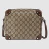 Replica Gucci Unisex GG Shoulder Bag Leather Details GG Supreme Canvas