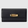 Replica Gucci Unisex GG Wallet Interlocking G Python Bow Black Leather Moiré Lining