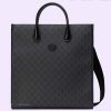 Replica Gucci Unisex Medium Tote Bag Interlocking G Black GG Supreme Canvas