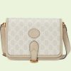 Replica Gucci Unisex Mini Shoulder Bag Interlocking G Beige White GG Supreme Canvas