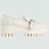 Replica Gucci Women GG Matelassé Loafer Off White Leather Low 2.5 Cm Heel