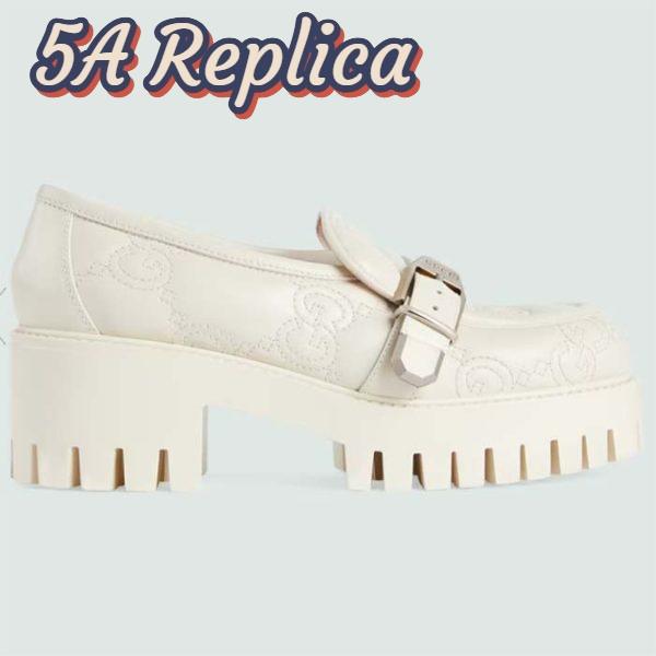 Replica Gucci Women GG Matelassé Loafer Off White Leather Low 2.5 Cm Heel