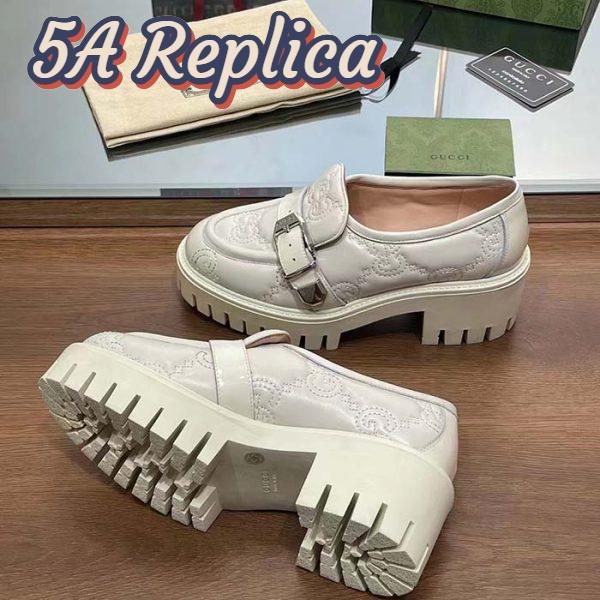 Replica Gucci Women GG Matelassé Loafer Off White Leather Low 2.5 Cm Heel 4