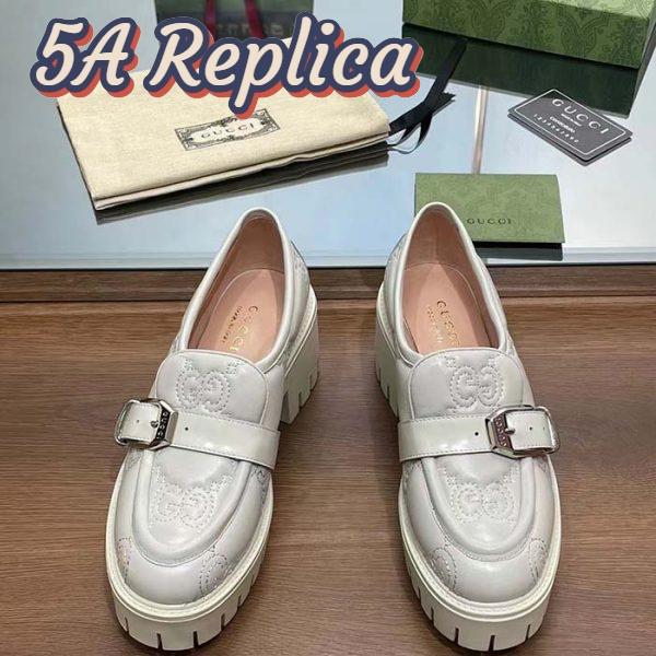 Replica Gucci Women GG Matelassé Loafer Off White Leather Low 2.5 Cm Heel 5