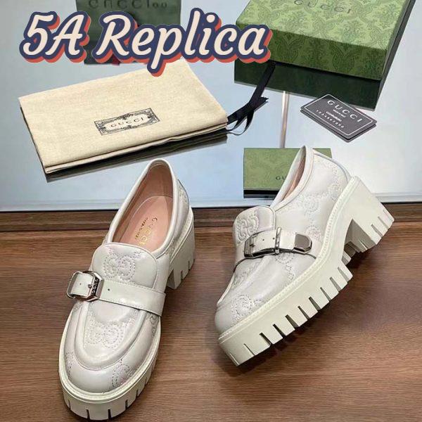 Replica Gucci Women GG Matelassé Loafer Off White Leather Low 2.5 Cm Heel 7