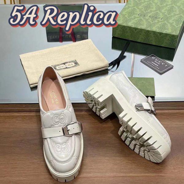 Replica Gucci Women GG Matelassé Loafer Off White Leather Low 2.5 Cm Heel 8