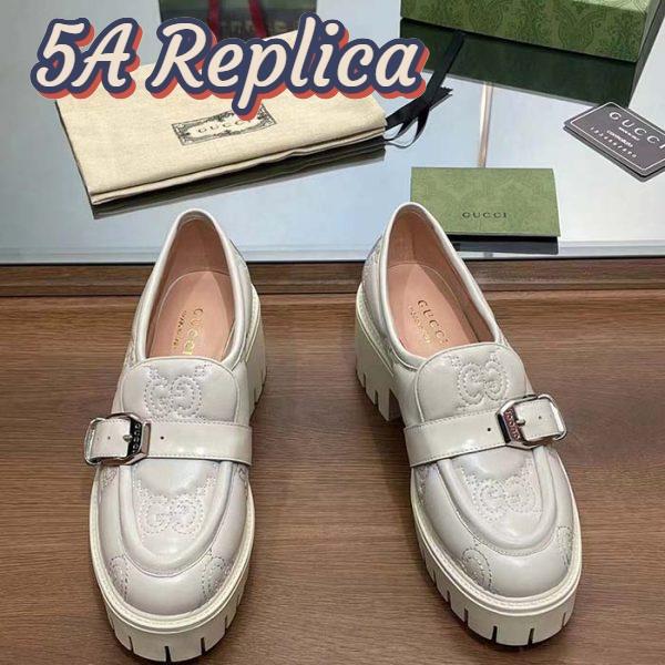 Replica Gucci Women GG Matelassé Loafer Off White Leather Low 2.5 Cm Heel 9