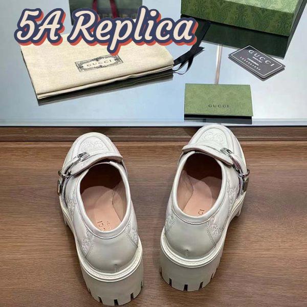 Replica Gucci Women GG Matelassé Loafer Off White Leather Low 2.5 Cm Heel 10