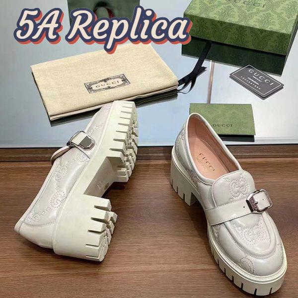 Replica Gucci Women GG Matelassé Loafer Off White Leather Low 2.5 Cm Heel 11