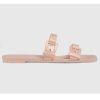 Replica Gucci Women GG Rubber Slide Sandal Light Pink Chain Flat 1.5 Cm Heel