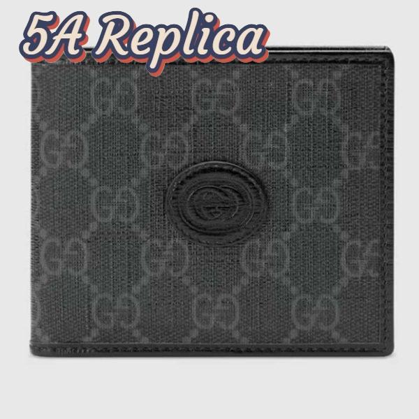 Replica Gucci Unisex Wallet Interlocking G Black GG Supreme Canvas Leather