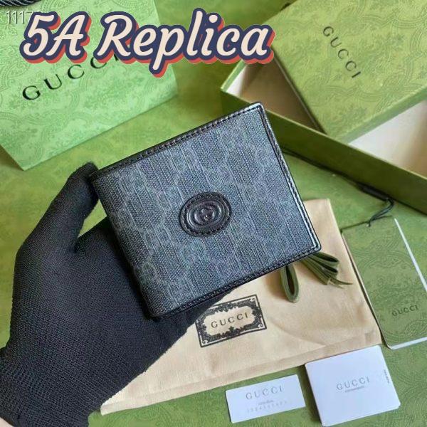 Replica Gucci Unisex Wallet Interlocking G Black GG Supreme Canvas Leather 3