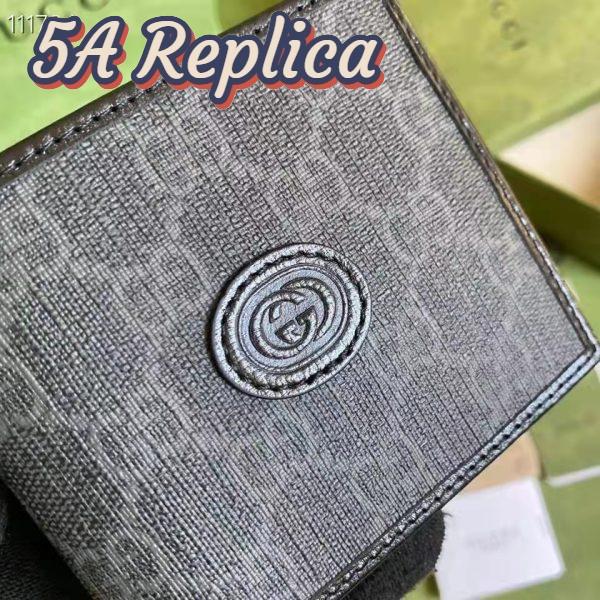 Replica Gucci Unisex Wallet Interlocking G Black GG Supreme Canvas Leather 7