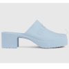 Replica Gucci Women GG Slip-On Sandal White Rubber Embossed Logo Square Toe Chevron 13