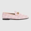 Replica Gucci Women Gucci Jordaan Tweed Loafer 1.3 cm Heel-Pink