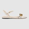 Replica Gucci Women Leather Sandal with Double G-White
