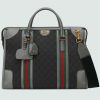 Replica Gucci Unsiex Bauletto Large Duffle Bag Black Original GG Canvas Double G