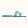 Replica Hermes Women Oran Sandal Patent Calfskin Iconic “H”-Aqua